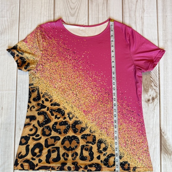 Pink and Gold Leopard Print Women's Top - Picture 4 of 4